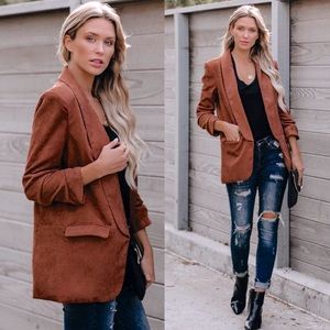 Pocketed Corduroy Blazer NWT Brown Small